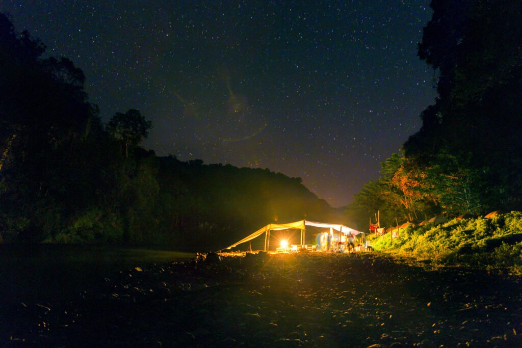 Overnight riverside camping in Fiji