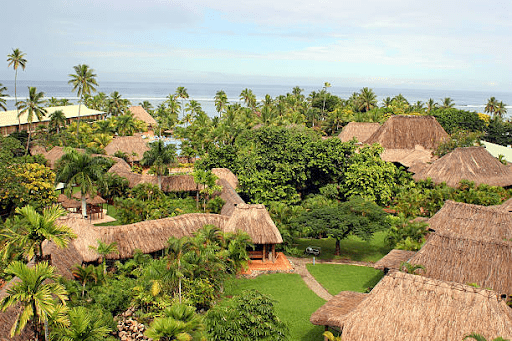 Traditional bure roof houses in Fiji